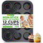 Pyle - BKNCBS10MUFP , Kitchen & Cooking , Cookware & Bakeware , 12 Cup Muffin Pan - Deluxe Nonstick Gray Coating Inside & Outside, Compatible with Model: NCBS10S (Gray)